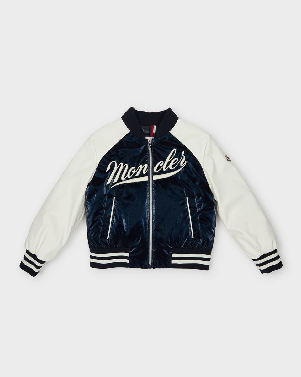 Boy's Radis Logo-Script Baseball Bomber Jacket, Size 4-